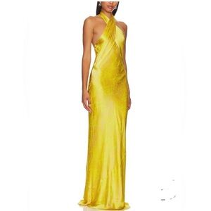 L'AGENCE Estee Twist Neck Dress in Lemon Tonic Python Snake Sz 10 NWT Never worn